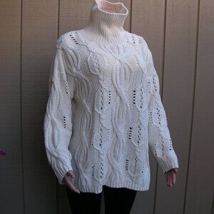 Victoria's Secret Moda Internat'l 100% Cotton ecru turtleneck sweater, Medium